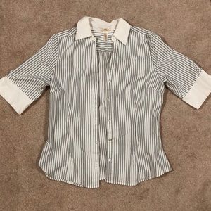 Stripe Button down shirt with 3/4 sleeves